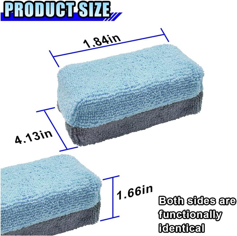 LHDOS 12PCS Ceramic Coating Applicator Sponge, 4.13'' x 1.84'' Microfiber Car Detailing Applicator Pad, Rectangular Car Foam Cleaning Pad, Auto Polishing Pad for Wax, Paint, Sealant (Blue) - Image 2